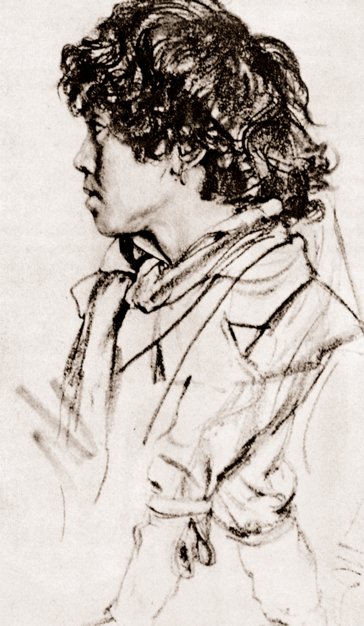  Adolpyh Von Menzel —— 男孩的侧面肖像